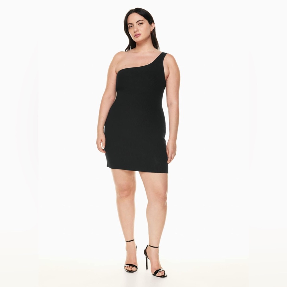 Aritzia Babaton Sculpt Black Noir Knit One-Shoulder Dress Size Small NWT